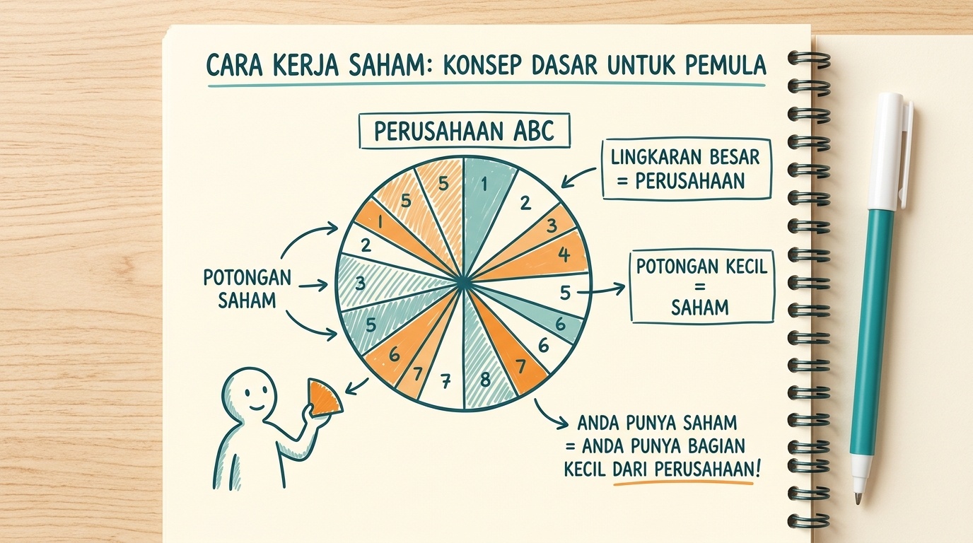 Catatan sederhana yang menjelaskan pengertian saham dan kepemilikan perusahaan